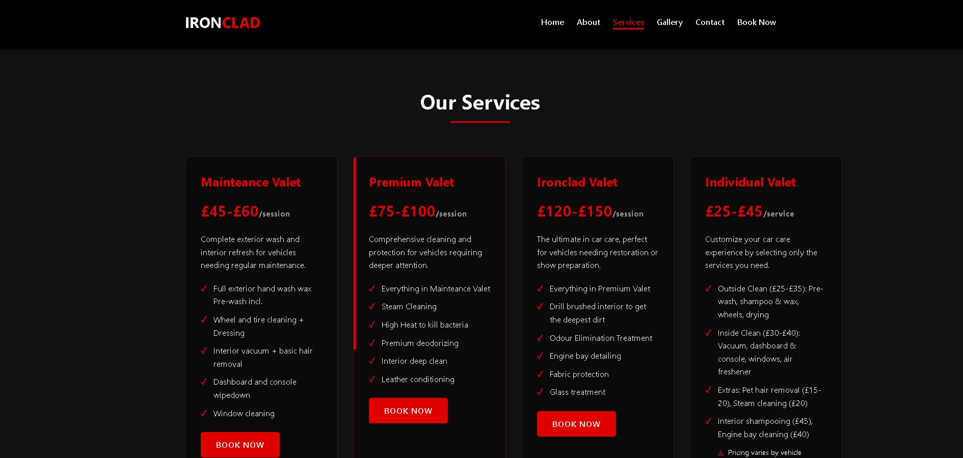 Service Section with effects